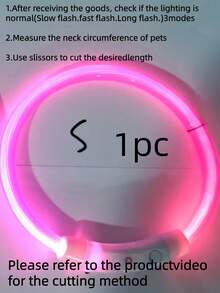 1 pieza Collar de mascota LED recargable de PVC, 3 modos de iluminación, visible por la noche para la de la mascota, adecuado para perros y gatos pequeños a grandes, collar festivo, longitud ajustable. Confirme que el tamaño del producto sea adecuado para el peso de su mascota para evitar daños.