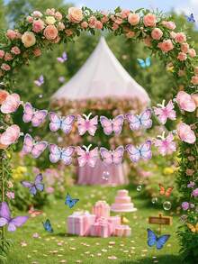 1 Set Schmetterling Hängebanner, Baby-Shower Banner, Baby-Shower Mädchen Wimpelkette Kranz Deko, Geburtstags Party Banner, Taufe Dekoration, Gender Reveal Deko, 1. Geburtstag Deko, Schmetterling Geburtstags Party Hintergrund Dekoration, Neugeborenen Baby Familien Party Zubehör, Geburtstags Hänge Ornamente