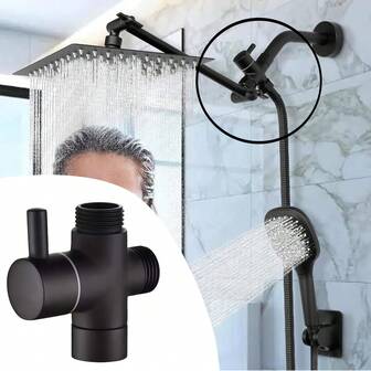 Solid Brass G1/2 "Shower Arm All Metal Universal Three-Way Diverter Valve, Suitable For Handheld And Fixed Heads, Replacement Parts Adapter