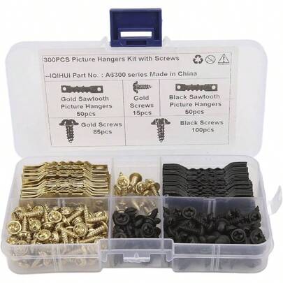 Herrajes para Colgar Cuadros, Piezas de 4 Mm de Doble Orificio. Colgadores de Cuadros de Dientes de Sierra con Kit de Tornillos de 240 Piezas Para Colgar Marco de Fotos Reloj