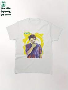 Camiseta gráfica de Charlie Puth para hombres - 2025 Nueva camiseta de algodón de 230gsm de manga corta con retrato vibrante y estampado geométrico, ajuste regular, cuello redondo, camiseta casual para atuendo casual, conjunto de ocio, gráficos audaces, calidad premium, top elegante, para fanáticos de la música - Blanco - Ver 2