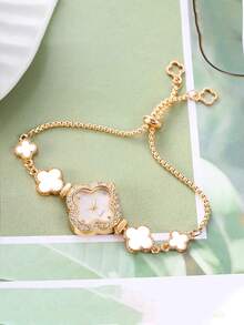 LUCKYFOX 女士精致水钻石英腕表，搭配小巧精致的表盘和纤细的表带，适合日常佩戴和社交场合，是优雅的生日/节日礼物之选。 - 金黃色 - 查看 8