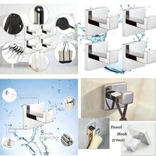 4 PCS Towel Hooks For Bathroom Wall Hook Coat Hook Robe Hanger Holder Heavy Duty Wall Mounted Square Bath Hook /SUS304 Stainl Steel
