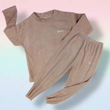 Tween Girls T-Shirt Co-Ords - Beige - View 4