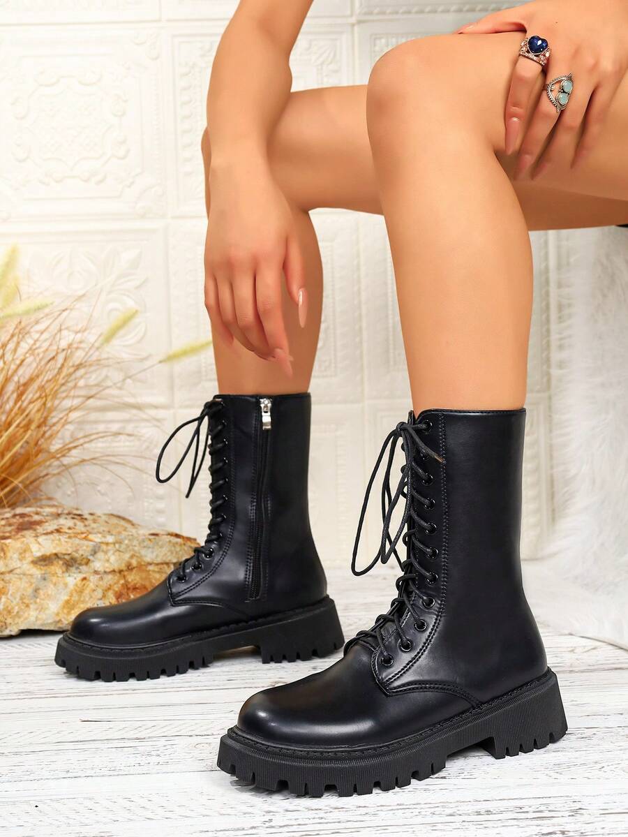 Women's Fashion Round Toe Lace-Up Ankle Boots And Short Boots, Comfortable Classic Plus Size, Autumn/Winter