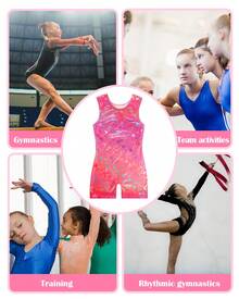 hupos Gymnastics Leotards Various Styles Girls   Dance Bodysuit One-Piece Girls Outfit Sets Comfortable Athletic Wear  Halloween - 粉色 - 查看 4