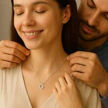 Asavi Atelier Dainty Round Zirconia Pendant Necklace For Women 925 Sterling Silver Elegant Circle Ring Necklace