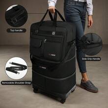 NEW YORK XPRESS 36" Collapsible Suitcases With Wheels,Expandable Foldable Luggage Bag With Hardshell Base Case,Large Capacity Rolling Travel Bag For Home Storage&Trip - 黑色 - 查看 2