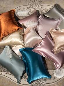 奢华桑蚕丝枕套，25毫米缎面面料，低致敏性纯色，信封式开口，仅限手洗，120-140克/平方米 - 质地柔软顺滑，呵护秀发和肌肤，低致敏性床上用品|纤薄枕套