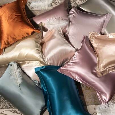 奢华桑蚕丝枕套，25毫米缎面面料，低致敏性纯色，信封式开口，仅限手洗，120-140克/平方米 - 质地柔软顺滑，呵护秀发和肌肤，低致敏性床上用品|纤薄枕套