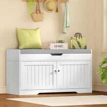 36,2-Zoll-Schuhbank mit anhebbarem Stauraum, Aufbewahrungsbank mit gepolstertem Sitzkissen, Eingangsbank mit 2 verstellbaren Regalen, für Eingangsbereich, Wohnzimmer, Schlafzimmer