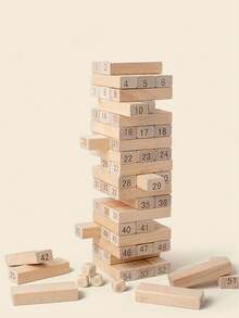 54件经典木制叠叠乐游戏，适合搭建、推倒、滚动、堆叠等游戏，是家庭聚会、游戏之夜、游戏礼物和复活节礼物的理想之选。 - 彩色 - 查看 8