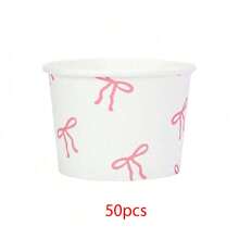 10个/20个/50个一次性蝴蝶结纸碗，用于盛放零食和甜点 - 白色 - 查看 10