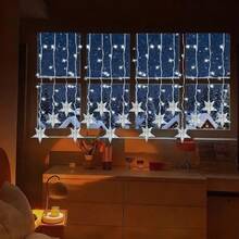 1pc 96 LED Star Icicle Curtain String Lights USB Powered 8 Modes Christmas Decorative Icicle Lights With Remote For Home Patio Bedroom Party Xmas Tree Bedroom Window Wedding Birthday Christmas Decoration ﻿ - Multicolor - View 8