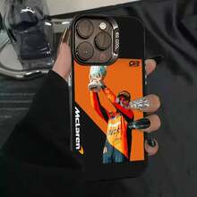 1PC Funda de Teléfono F1 Racing 81 Oscar P-Piastri Funda de Teléfono IMD color plata compatible con  16 15 14 13 12 11 Pro Max Plus, compatible con funda  17, funda  17 Pro, funda  17 Pro Max - z3 - Ver 2