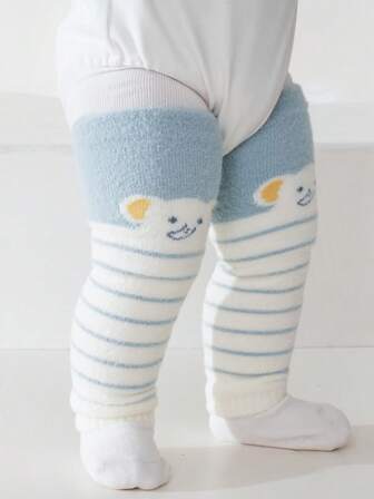 1 对柔软、舒适、温暖的卡通可爱长筒婴儿护膝，适合幼儿男孩和女孩的腿套，适合秋冬季、假期和日常使用