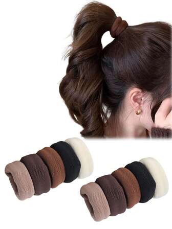 10 piezas de gomas de pelo elásticas y sin costuras de unicolor, versátiles para uso diario, accesorios de cabello duraderos, sujetadores de coleta, gomas de pelo, bandas de goma para el cabello, scrunchies, cuerda para el cabello