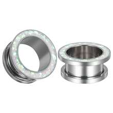 2pcs 316L Stainless Steel Synthetic Opal Round DIY Ear Gauges, Flesh Tunnels Ear Piercing Body Jewelry, Ideal Jewelry Gift (Versatile All Year Round). Suitable For Daily Wear, Parties, Gatherings, Concerts, Holidays Or Birthday Gifts.