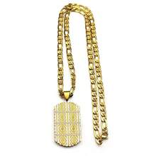 Stil hip hop din oțel inoxidabil, geometric, Dog Tag, pandantiv, colier pentru bărbați, culoare aurie, lanț cu farmecul, bijuterii punk masculine, cadou