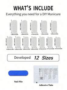 24Pcs Y2K Style Nails Long Square Press On Nails Blue And White Grid French Tip Glossy Full Cover Fake Nails 3D White Rhinestone&Metal Cross Fashion Style False Nails For Women And Girls - Includes Nail File & Jelly Adhesive Nail Supplies Nails - 玫瑰金 - 查看 6