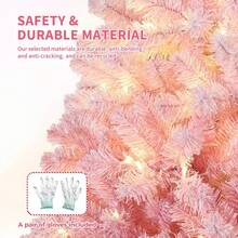 Meiyiu Artificial Christmas Tree Colorful Pink Wide Body Flocked Tree With Lights Suitable For Home Office Party Decoration To Add Christmas Atmosphere