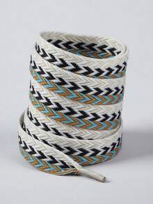 New Skateboard Shoes Contrast Color Wavy Shoelaces, Flat Widened Polyester Shoelaces, Colorful Wavy Pattern Shoelaces