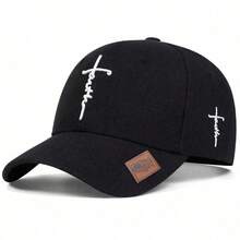 1pc Women's Faith Letter Embroidered Baseball Cap With Cross Pattern, Adjustable Sun Protection Casual Hat For Spring, Autumn, Travel, Beach