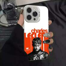 1 pezzo Custodia per telefono di Charles Leclerc 16 F1, custodia per telefono con guscio d'argento IMD compatibile con 16, 15, 14, 13, 12, 11 Pro Max Plus, custodia compatibile con 17, 17 Pro, 17 Pro Max