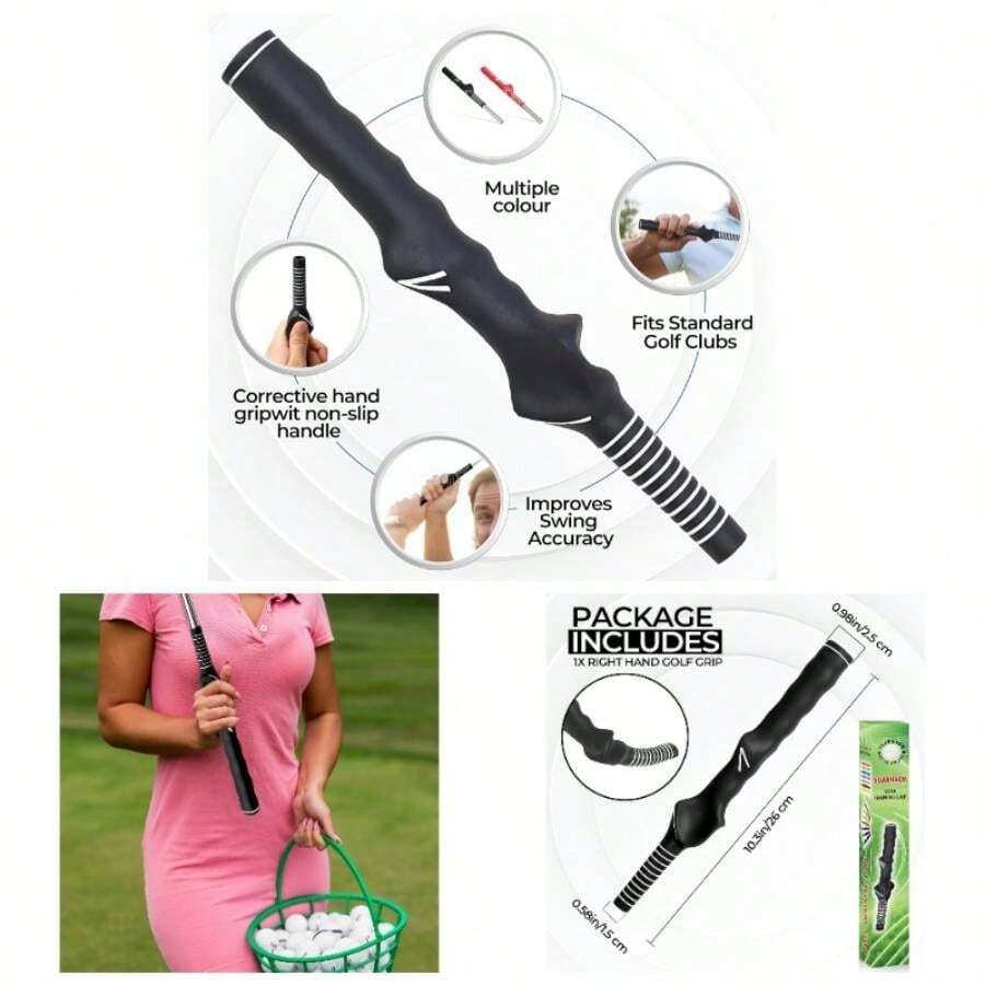 Right - Handed Grip Trainer U2013 Swing Correction HandWrist Positioning, Anti - Slip Grip - 黑色高爾夫球握把右手 - 查看 1
