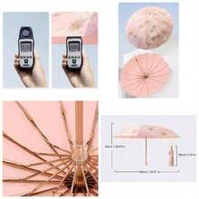 Meichoon UPF50+ - Paraguas con proteccin mejorado, fibra de vidrio de doble hueso grueso, elegante y duradero, 16 huesos, resistente al viento, compacto para viaje, sombrilla de sol y - A - Ver 1