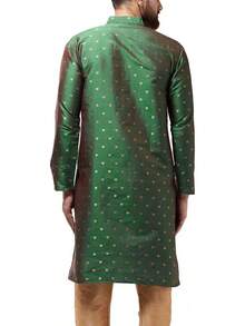 (Since 1958 Men'S Silk Blend Printed Long Kurtahalloween - 藍色 - 查看 6