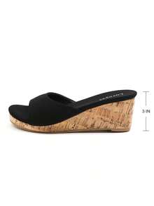 lunryet Womens Heeled Sandals  Wedge Sandals For Women Slip On Sandals For Women Wedge Heels Sandals Open Toe Slip On Mules Summer Dress Sandals MOODI-1 - 黑色 - 查看 7