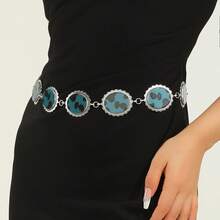 New Vintage Acrylic Alloy Printed Milk Texture Adjustable Waist Chain/Belt, Women Waist Decor