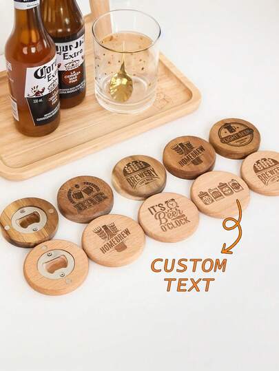10/30 Personalized Magnetic Bottle Openers, Round With Handles, Customized Valentine's Day/Wedding/Anniversary Gifts, Using Laser Engraving Technology To Engrave Your Love Story On Stainless Steel Bottle Openers! Support Customization Of Groom And Bride Names, Wedding Dates, Love Vows, Commemorative Coordinates