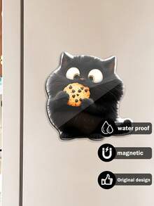 1pc Acrylic Peeking Cat Fridge Magnet - Cute Cabinet Decor, Magnetic For Doors, Fridge, Dishwasher, Soft Base & Clear Acrylic - Ideal Gift For Cat Lovers, Kitchen & Fridge Decor (Compatible With Fridge Magnets, No Adhesive Needed) - Charming Fridge Magnet, Black & White Cat With Golden Eyes And Paw Print Tag, Vintage Farmhouse Fridge Magnet, Fridge Magnet Animal, Fridge Floral Magnet