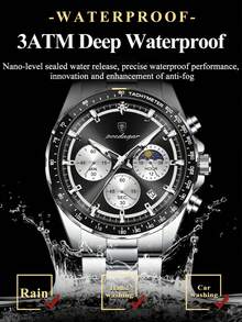 1pc Business Men's Stainless Steel Waterproof Luminous Quartz Watch With Date Display, Casual Men's Chronograph Wrist Watches For Men, Luxury Man Wristwatch Suitable For Work Occasion, Men's Gifts