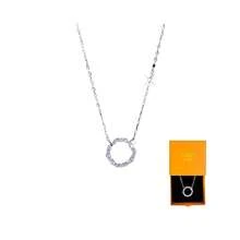 Asavi Atelier Dainty Round Zirconia Pendant Necklace For Women 925 Sterling Silver Elegant Circle Ring Necklace