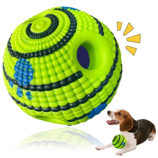 1 PC Dog Interactive Chew Ball - Fun Sounds When Rolled/Shaken, For Touch Training & Chasing(Green)