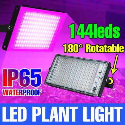 LED Grow Light Full Spectrum Green Plant Lamp Indoor 220V Greenhouse Tent Hydroponics System Growth Box Planting Fill Lamps Sunlight UV/IR Waterproof Cultivation Floodlight Vegetable Flower Fruit Potted Succulent Moss Bonsai Cactus Seeds Red Blue 180°Adjustable Angle Seedlings Lighting With EU Plug 24/50/96/144leds