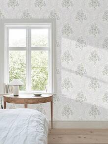 Ismoon Peel And Stick Wallpaper Vintage Floral Contact Paper Boho Watercolor Pink Damask Wallpaper Textured Removable Self Adhesive Vinyl Wall Paper For Bedroom, 17.3 In X 6.5 Ft - 深灰色 - 查看 7