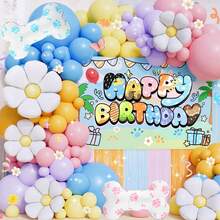 134pcs Blue Puppy-Themed Balloon Garland Arch Set, Includes Blue And Pink Puppy Bones, Large And Small Daisy Foil Balloons, And Pink, Blue, Yellow, And Purple Latex Balloons. Perfect For Birthdays, Baby Showers, First Birthdays, Family Gatherings, Or Cartoon Puppy-Themed Party Decorations. - Multicolor - View 2