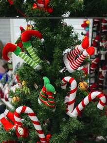 1 buc Crăciun Elf picior ramură inserții ornamente, decorațiuni ornament brad de Crăciun, Moș Crăciun și Crăciun Elf figurină picior, decor scenă, decor festivaluri, decor cameră, decor casă, decor birouri, decor petrecere tematică, decor Crăciun, picior de Crăciun