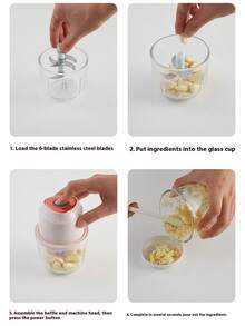 1pc 350ML Wireless Multifunctional Electric Food Processor, 40W Power, Silicone Gasket, Anti-Slip, Good Texture And Quality, Convenient. Home Food Processor, Cooking Assistant, Suitable For Baby Food Preparation And Cooking Ingredient Chopping