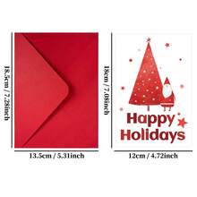 5 kartek świątecznych z kopertami, z kreskówkowym Świętym Mikołajem i wieńcem. Karty podarunkowe na święta.