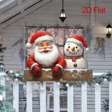 1 pieza, Decoración de pared y valla de estilo rural de madera con Papá Noel, muñeco de nieve y reno, decoración de patio navideño, madera, decoración de pared y valla de jardín interior/exterior, sin electricidad requerida, fácil de instalar (con tornillos), regalo navideño para amigos, decoración navideña, 2D
