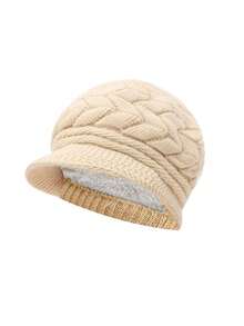 1/2/3 piezas Gorro de punto de unicolor para invierno, gorro de punto con forro térmico grueso y protección para las orejas, boina de punto de moda para mujer, adecuado para uso diario, esquí, senderismo, combinación de atuendo de vacaciones - Multicolor - Ver 17