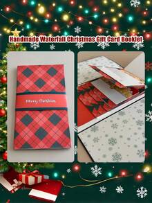 Libreta de tarjetas de regalo con diseño de cascada hecha a mano, tarjeta de regalo de cumpleaños con diseño de cascada para mujeres y hombres, libreta de tarjetas de Navidad, diseño desplegable de libro de tarjetas de regalo, libreta de tarjetas de regalo de mensaje DIY, regalos navideños.
