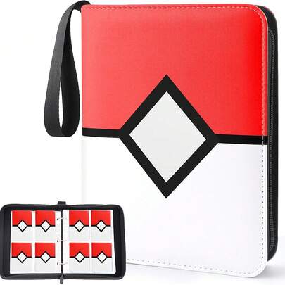 Portable 4-Pocket Trading Card Binder With Zipper Closure - Holds 400 Cards And 50 Removable Inserts, Suitable For Most Standard Size Cards, Durable Collection Album With Fun Design, Card Organization, Compact Organizer, Sturdy Construction