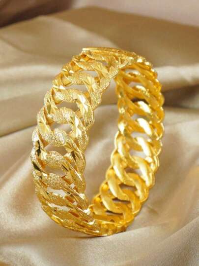 Pulseira vintage de lantejoulas e glitter do Oriente Médio com abertura - Material de cobre, adequada para uso diário e presente, pulseira estilo Dubai para mulheres