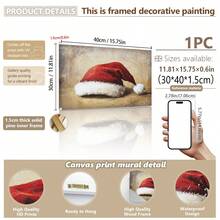 1 Stück, Leinwandkunst, gerahmte Weihnachtswanddekoration, Vintage Weihnachtsmannmütze Wandbehang, Vintage Ölgemälde des Weihnachtsmanns, Weihnachtsgeschenkbox, Winterlandschaft, Weihnachtsdekoration für Zuhause, Weihnachtsposter, Raumdekoration, Deko für Studentenwohnheim, Schlafzimmerdekoration, Wohnzimmerdekoration, Badezimmerdekoration, Küchendekoration, Bürodekoration, Weihnachtsgeschenke